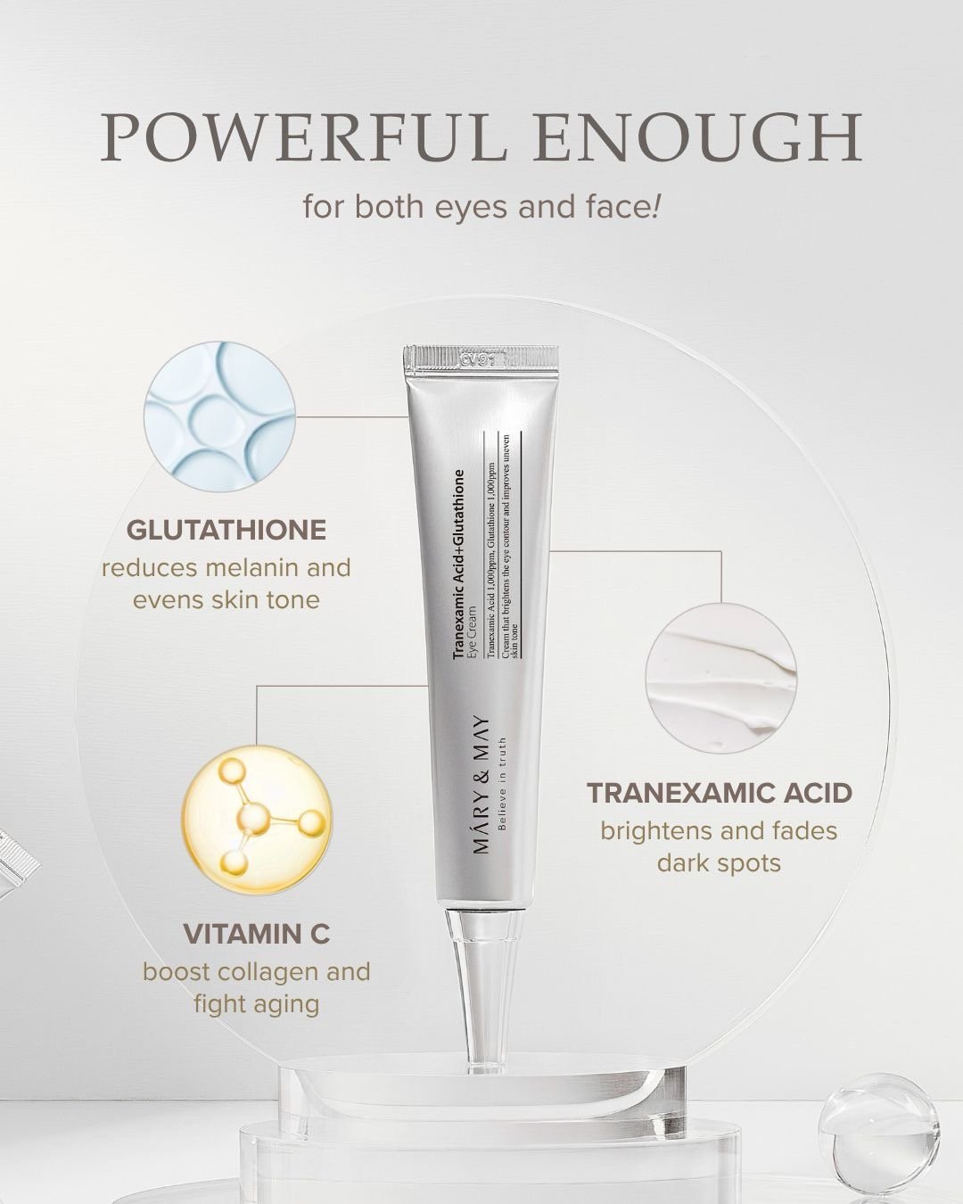 MARY & MAY – Crème Contour des Yeux Éclat à l’Acide Tranexamique & Glutathion